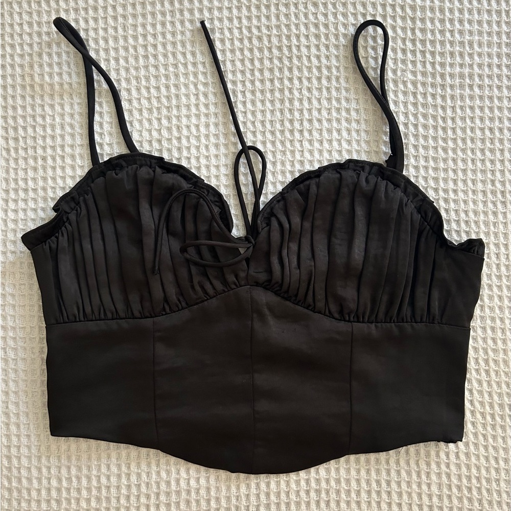 Alter’d State Black Satin Corset Top